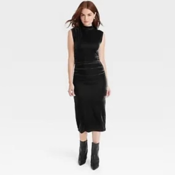 NWOT Women’s A New Day Charcoal Gray Velour Dress, Small - Picture 2 of 6